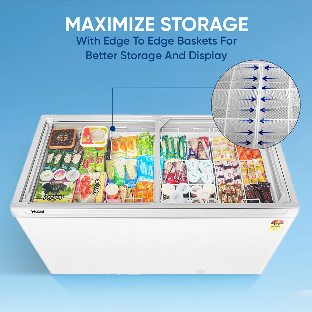 Haier 300 L Glass Top Deep Freezer with 4 Years Warranty 5 STAR